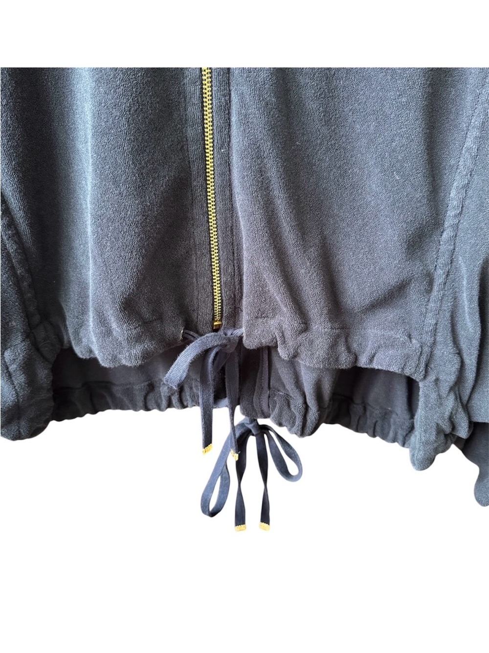 Vintage JUICY COUTURE Terry Cloth Track Jacket Silver J-Zip Navy Blue Small Y2K - Picture 7 of 8
